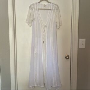 Elan White Crochet Swim Coverup